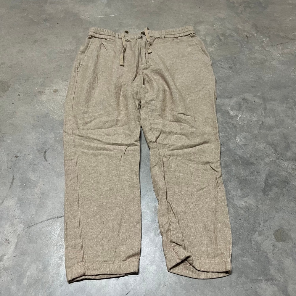 Banana Republic Athletic Linen Cotton Pants 31x24 Khaki Tan Cropped 24 Inseam
